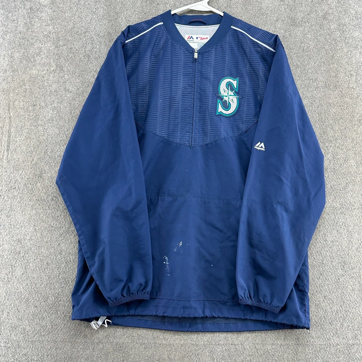 希少　90s majesticマリナーズ　ジップアップジャケット　ネイビー　古着 90s Majestic マジェスティック マリナーズ トラックジャケット - メルカリ