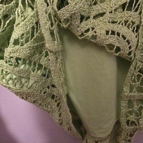 Boston Proper Crochet Lace Shift Sheath Dress Womens LG Green Feminine Romantic - Picture 8 of 12