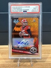 2023 Bowman Chrome University Carson Beck Orange Sapphire Auto #19/25 PSA 9/10🔥