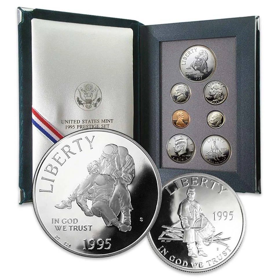 1995 $ United States Proof Prestige Set 90% Silver Dollar 7 Coin Lot W/ COA - Image 2 of 4