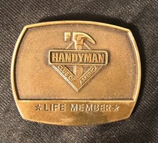 vintage 1996 HANDYMAN Club of America Life Member - Brass Belt Buckle