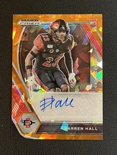 Darren Hall 2021 Panini Prizm Draft Picks Orange Ice Auto DPA-DHA RC Falcons