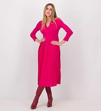Nina Leonard Size Small Dress V-Neck Midi Dress With Pleats New