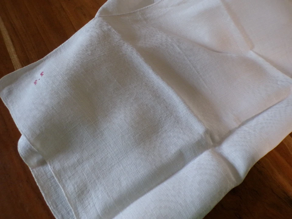 Linge ancien Lot de 3 Torchons métis écru  monogramme PP - Photo 3/4