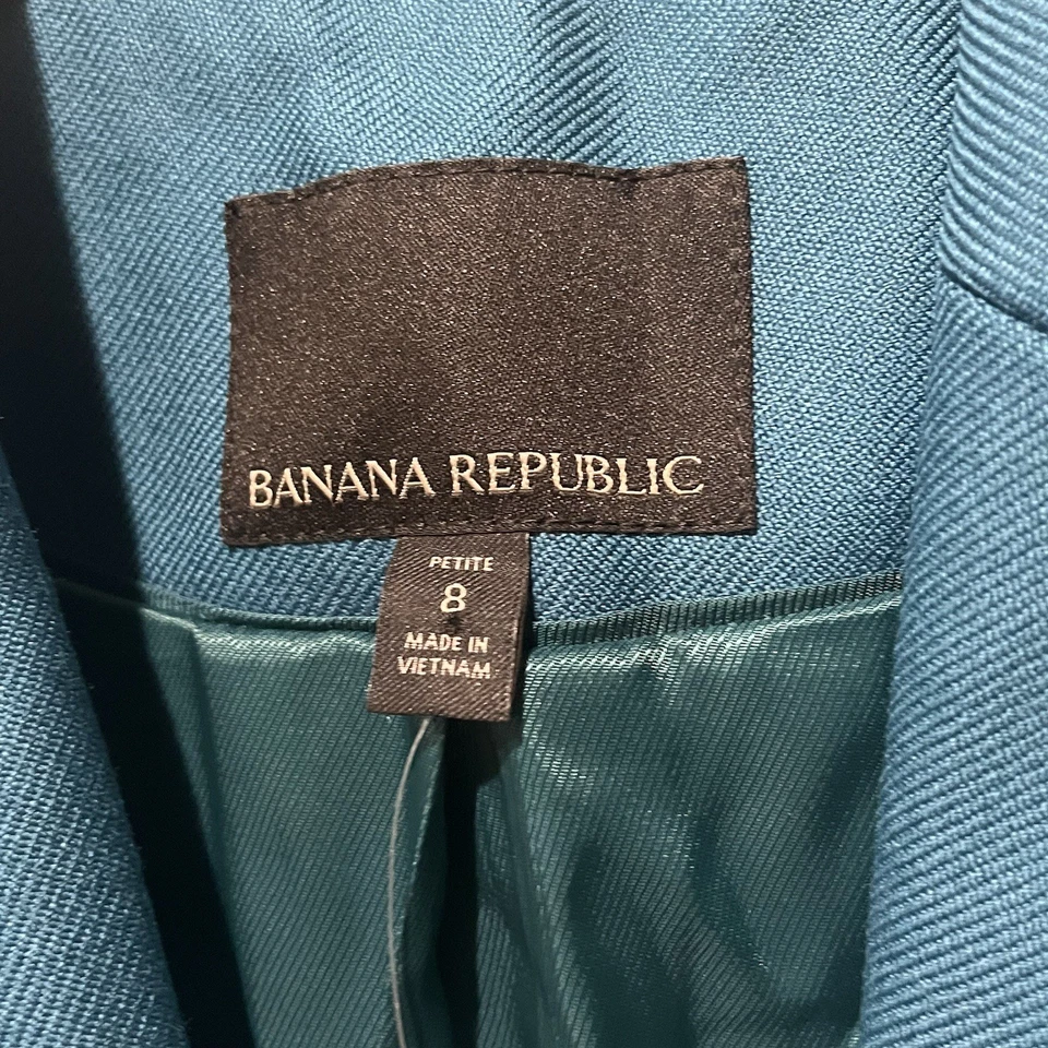 Blazer de lana italiana esculpido Banana Republic Lido para mujer 8 Petite azul verdoso Foto 4 de 4