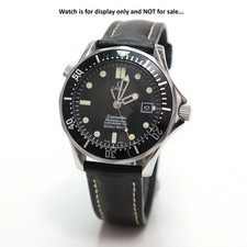 Cinturino orologio pelle italiana nero 22 mm finitura patina, per Omega Seamaster