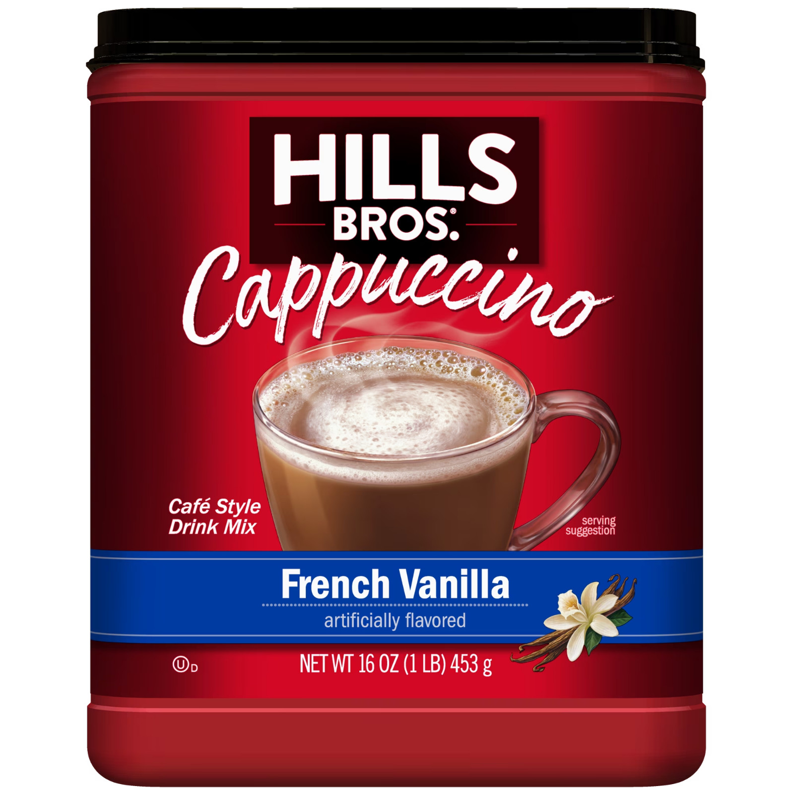 Hills Bros. French Vanilla Cappuccino Instant Coffee Mix, 16 Ounce Canister