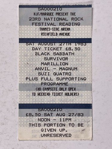 Black Sabbath Gillan Ticket komplett Born Again National Rock Fest Reading 1983 - Bild 1 von 12