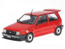 Fiat Uno EF 1990 red diecast model car in acrylic show case Salvat 1:43