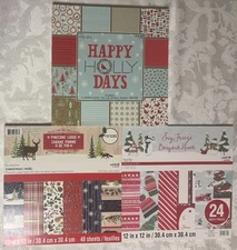 Lot Of 3 - 12” x 12” Christmas Cardstock Pads NEW ~ Recollections-Paper Studio