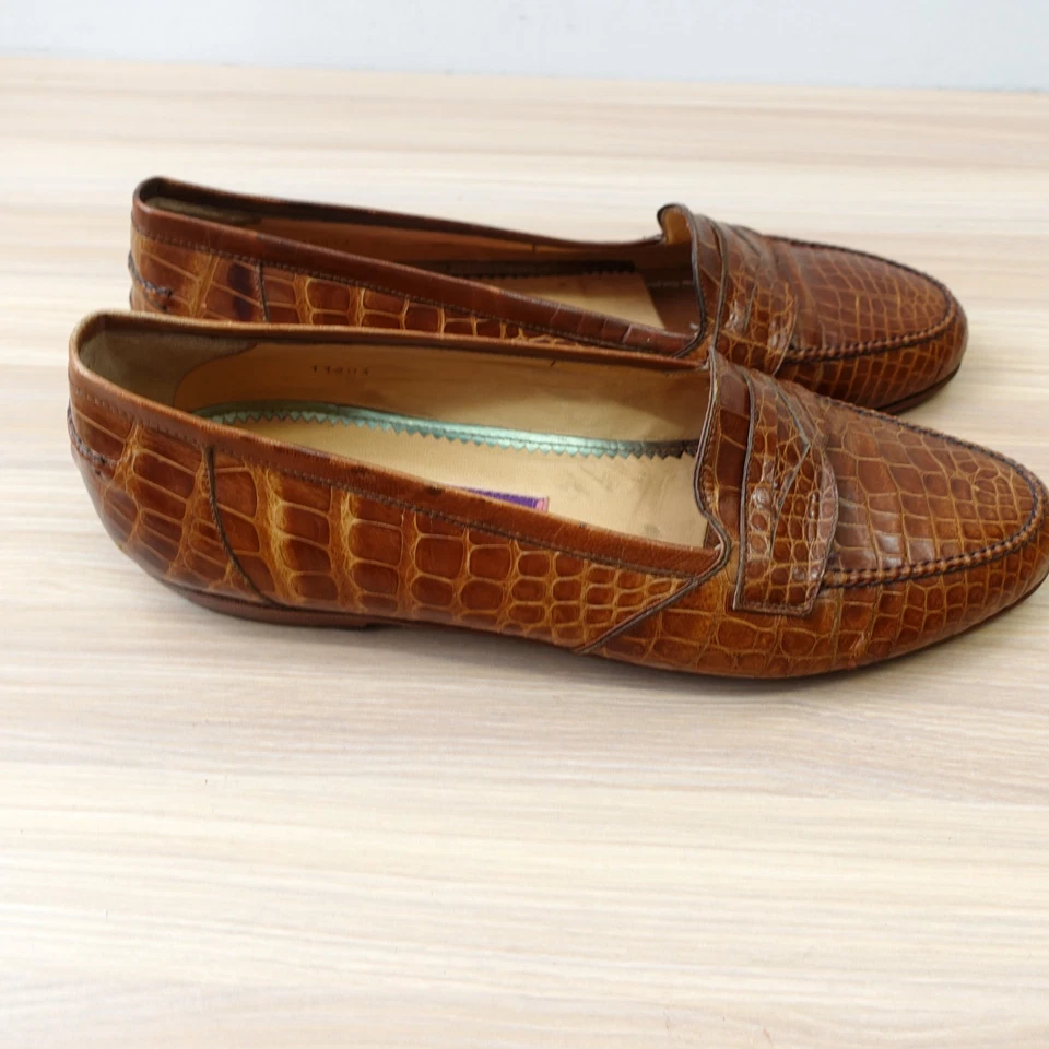 Mocasines Susan Bennis Warren Edwards cocodrilo mujer 8 coñac piel de cocodrilo ITALIA DE COLECCIÓN Foto 3 de 4