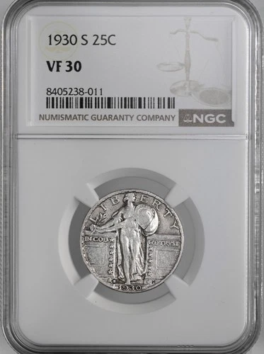 1930-S  25C STANDING LIBERTY QUARTER  SAN FRANCISCO  NGC VF30  #8405238-011