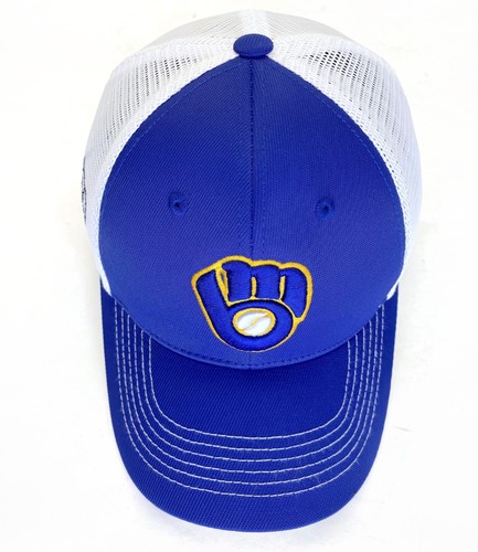 Gorra de béisbol Milwaukee Brewers MB con logotipo clásico malla azul y blanco a presión - Imagen 2 de 11