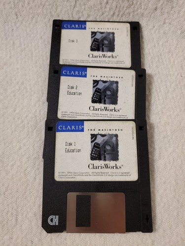 Vintage Apple Macintosh Claris Works 1993 v2.0 3.5" Floppy Disks Education - Picture 2 of 2