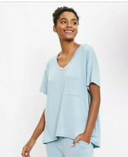 NWT LOFT Oversized Luxe Knit Pocket Pajama Top  Shorts - Blue - Size Large