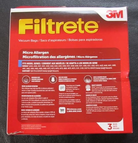 Eureka Style Type AA Vacuum Bags ~ Sanitaire AA ~ 3 Bags Filtrete Micro Allergen - Picture 2 of 2