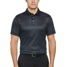 PGA Tour Men's Athletic-Fit Regimental Golf Polo Shirt / Caviar / S