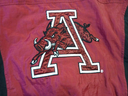 Arkansas Razorbacks 90s Starter Jacket w/hood NCAA Football Size L vintage - Picture 5 of 14