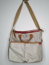 Skip Hop Messenger Diaper Bag Tote Gray French Striped Multiple Pockets Classic