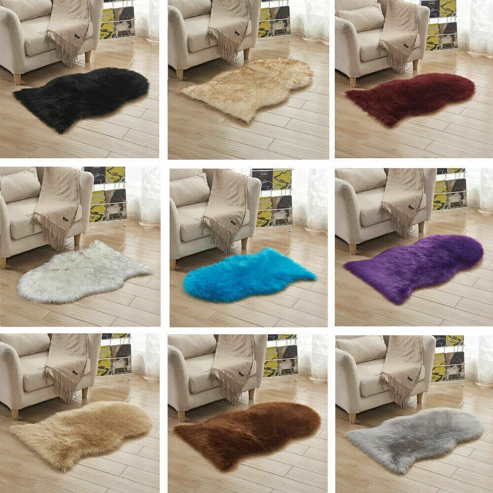 Neu Lammfell Fell Schaffell Teppich Imitat Kunstfell Auflage Bettvorleger 60-120 - Bild 2 von 4