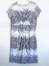 Target Plus Size 18 Knot Front Black And White Geometric Pattern Dress Zip Back