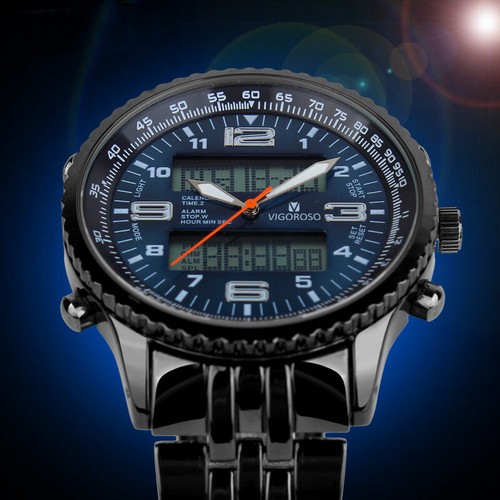 Men's Date Military Quartz Sport Digital Stainless Steel Analog Waterproof Watch - Picture 5 of 9