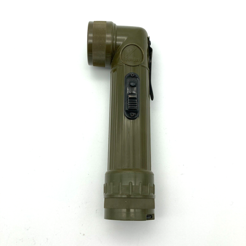 Vintage WONDER Taschenlampe Winkel Kopf Armee grün Kunststoff Gürtelclip GETESTET FUNKTIONIERT - Bild 1 von 11