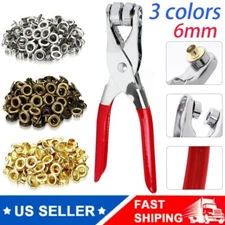 300Pcs Grommet Pliers Tool Kit Punch Hole Eyelet Snap Button Leather Craft 6MM