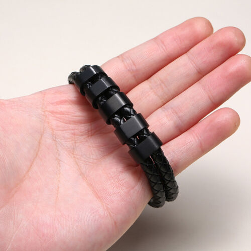 Mens Personalised Leather Bracelet with Hand Stamped Name Beads - Free Delivery - Picture 5 of 20