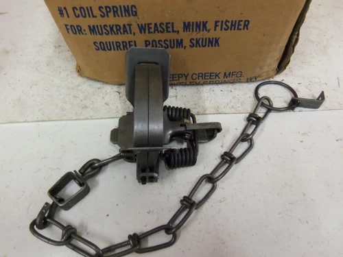 Sleepy Creek #1 Coil Spring Traps Trapping Mink Muskrat Fisher NOS