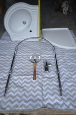 Old English White porcelain Corner Basin Sink With Shelf Stand Bathroom Bedroom