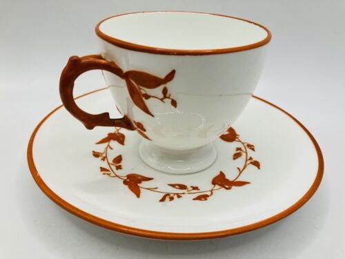 Bodley Aesthetic Movement Orange Branch Handle Duo, Cup & Saucer - circa 1871 - Picture 12 of 18