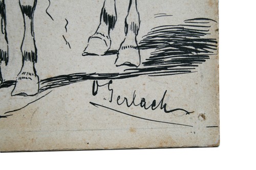 OTTO GERLACH original Dibujo a tinta saludo de Manöverfelde Bayr. Varilla de división - Imagen 4 de 12