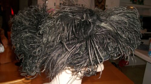 SOMBRERO NEGRO MERRIMAC VINTAGE PARA MUJER ADORNADO CON PLUMAS DE AVESTRUZ VICTORIANO M - Imagen 4 de 11