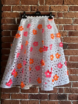 PASKAL Women's Midi Skirt White Floral Pattern Polyester Size XS