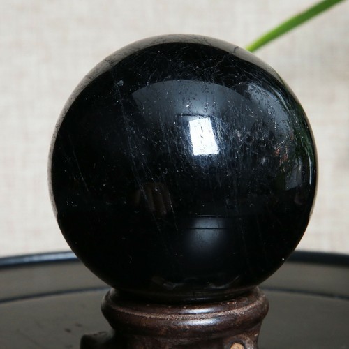 B1380-412g Natural Black Tourmaline Crystal Sphere Round Crystal Ball Healing - Picture 3 of 12