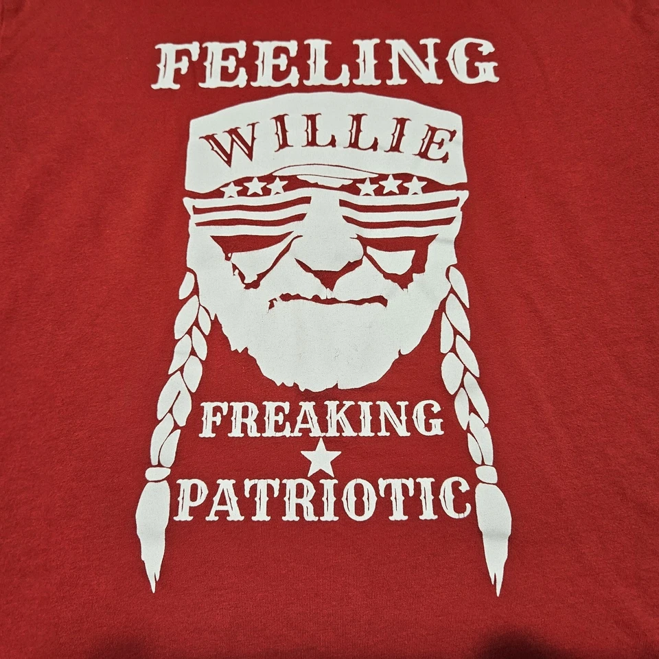 Willie Nelson T-shirt Adult Large Red Cut Off DIY Cropped Festival Party Beach - Image 2 of 4