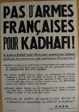 PAS D'ARMES POUR KHADAFI original French 1973 political poster GADDAFI LIBYA