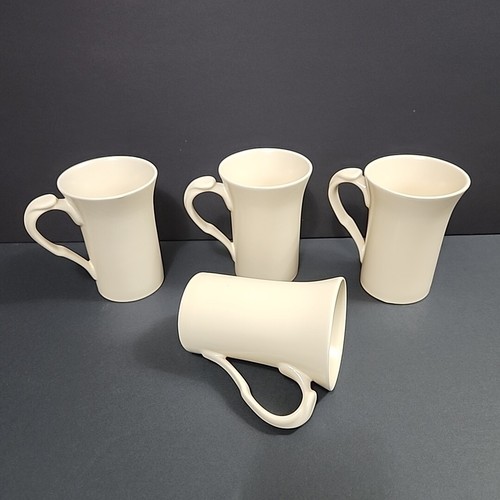 GHA Große 16 Unzen Cremeweiß Ausgestellter Rand Mit Ausgefallenem Griff Kaffeetasse Becher - 4er Set