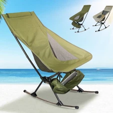 Folding Rocking Camping Chair Portable Outdoor Rocker High Back Supports 198LBS