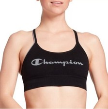 Women's Champion The Heritage Cami XS Sports Bra Black Gray Medium Support NWT