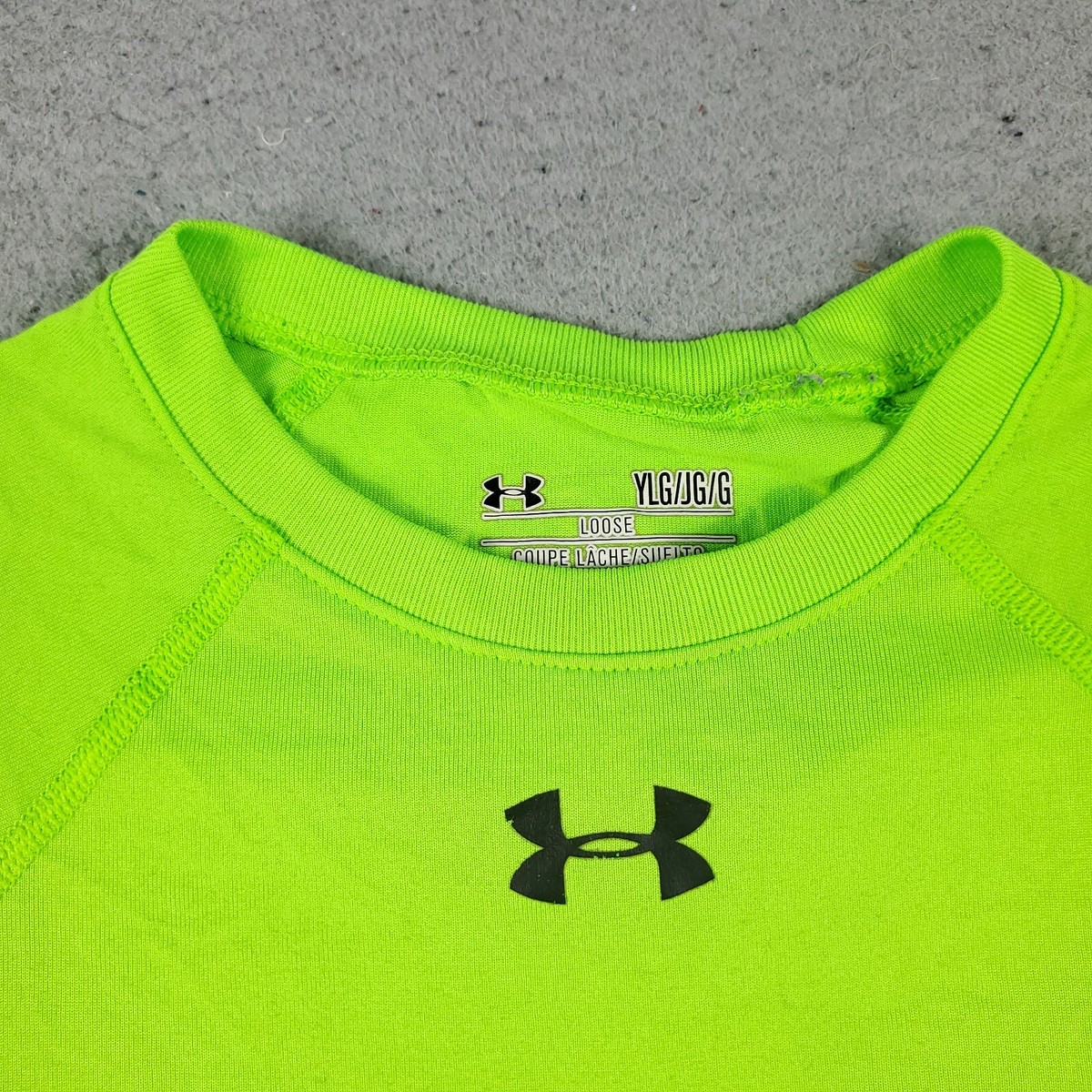 UNDER ARMOUR - ネオン Under Armour T Shirt Boys Large YLG Neon Yellow Casual Short