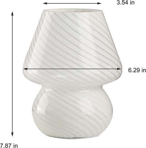 Mushroom Lamp Glass Table Bedside Striped Translucent Murano Vintage Style Light - Picture 7 of 9