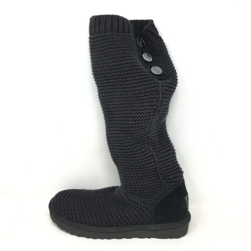 Women's Ugg Purl Cardy Knit Winter Boots Snow Shoes Size 7 US/38 EU Black - Picture 4 of 11