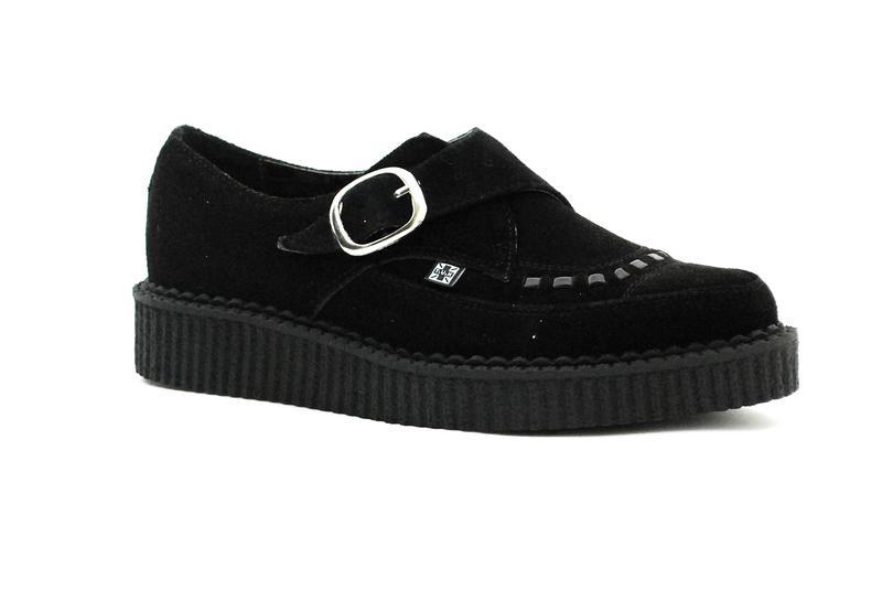 Chaussures T.U.K. Creeper 'Moine' - Daim Noir, Bout Pointu, Boucle - Taille 36 EU - Neuves