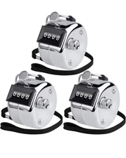 3Pcs Hand Tally Counter, Handheld 4 Digit Lap Counter, Manual Mechanical Clicker