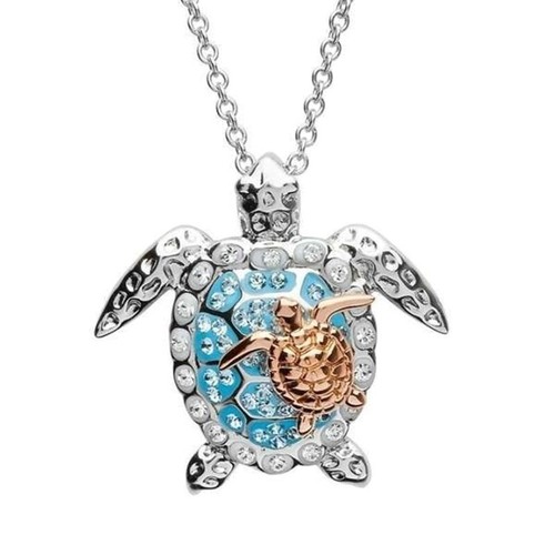 Charm Beach Turtle Necklaces Rose Gold Unique Small Turtle Necklace Women Chain - Picture 3 of 6