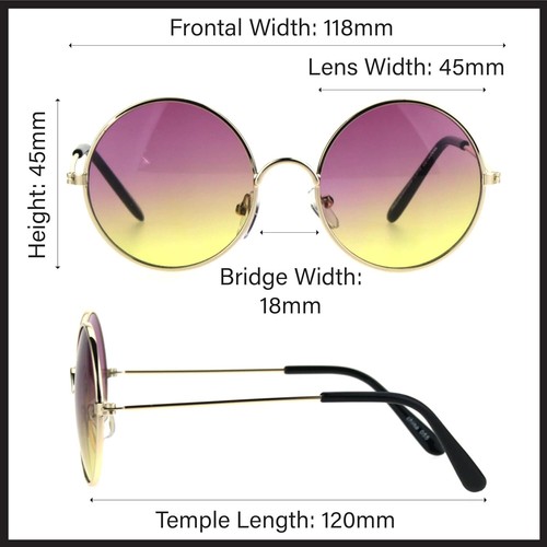 Child Size Hippie Round Circle Lens Tie Dye Gradient Metal Sunglasses - Picture 5 of 5