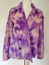 New J.crew Wool Cashmere Coat Purple Pink Beige Jacket 8 10 Large Tie Dyed Peach