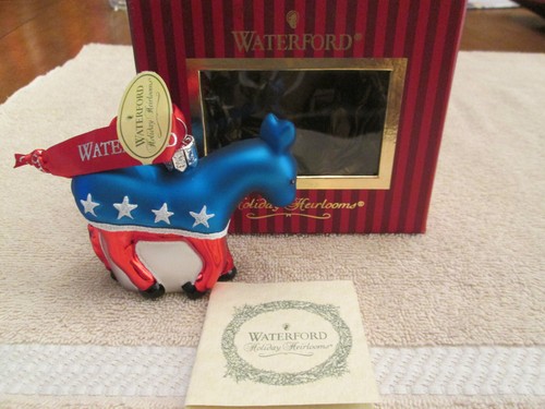 Waterford Crystal Blown Glass Democratic Donkey Christmas Ornament Collectibles - Picture 4 of 6